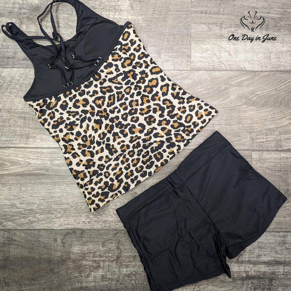 Rekita Mesh Accent Boy Short Tankini Swimsuit Size S - Picture 3 of 3